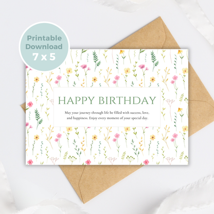 Printable Birthday Card - Pretty Flowers