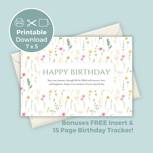 Printable Birthday Card - Pretty Flowers