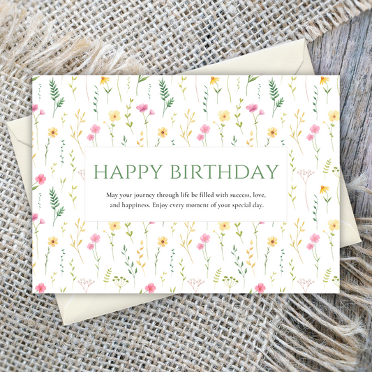 Printable Birthday Card - Pretty Flowers