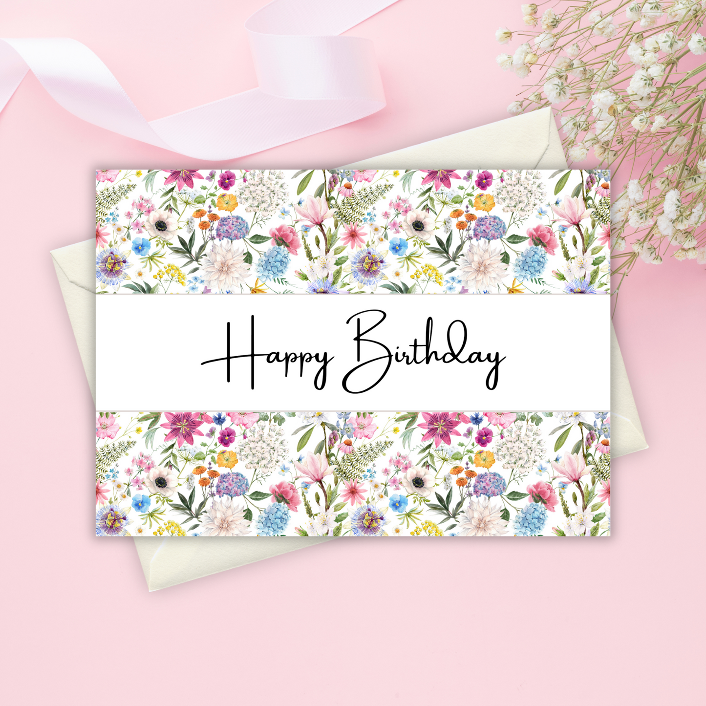 Printable Birthday Card - Floral Design