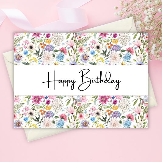 Printable Birthday Card - Floral Design