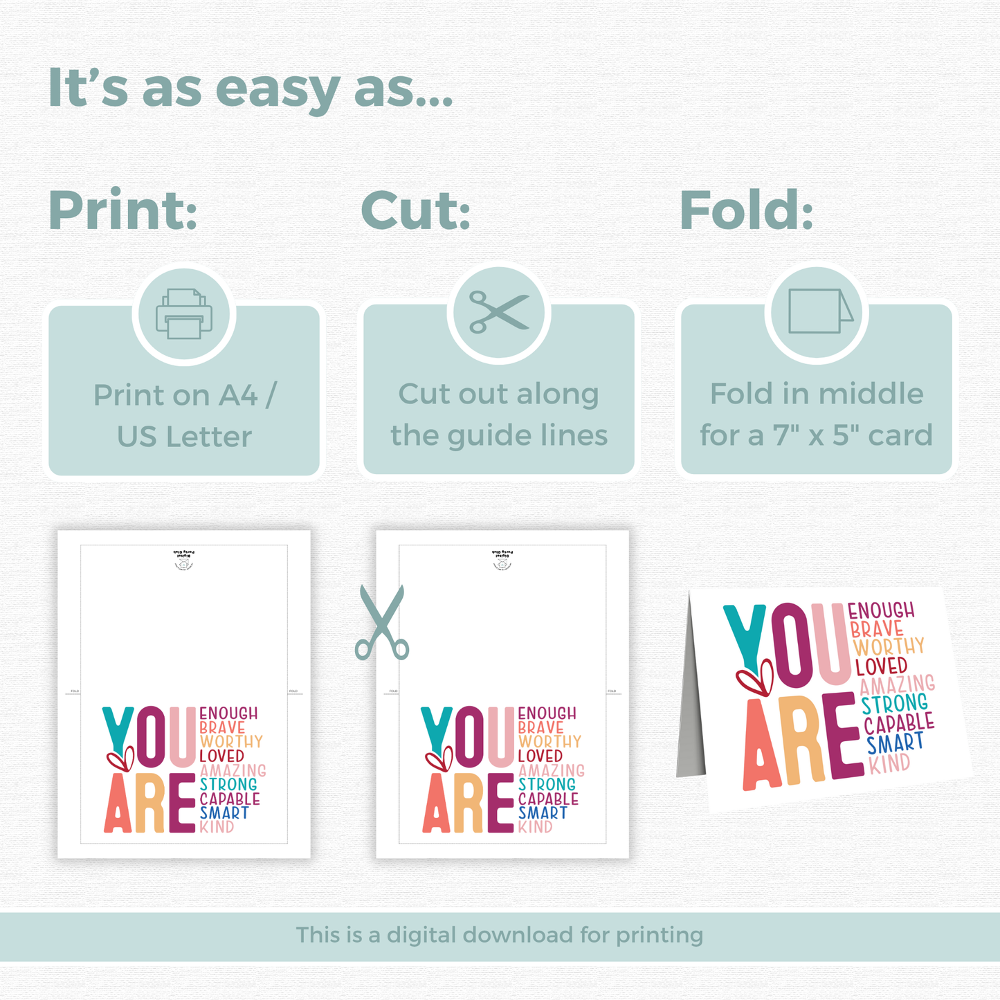 Printable Birthday Card - You Are Enough