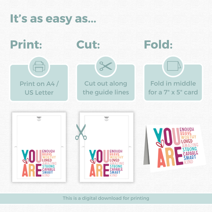 Printable Birthday Card - You Are Enough