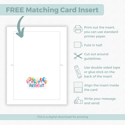 Printable Birthday Card - Vibrant Balloons