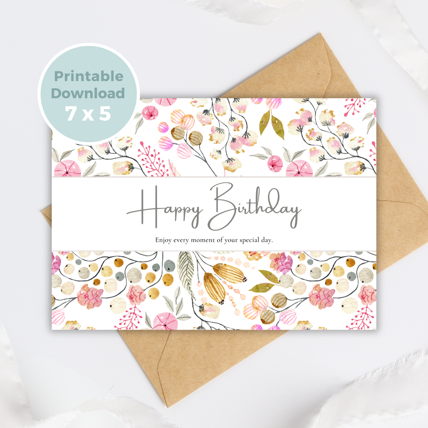 Printable Birthday Card - Flowers