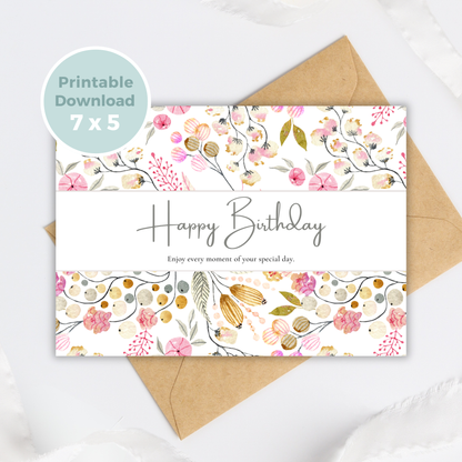 Printable Birthday Card - Flowers