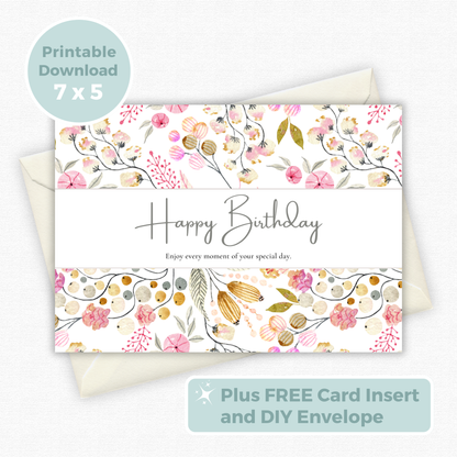 Printable Birthday Card - Flowers