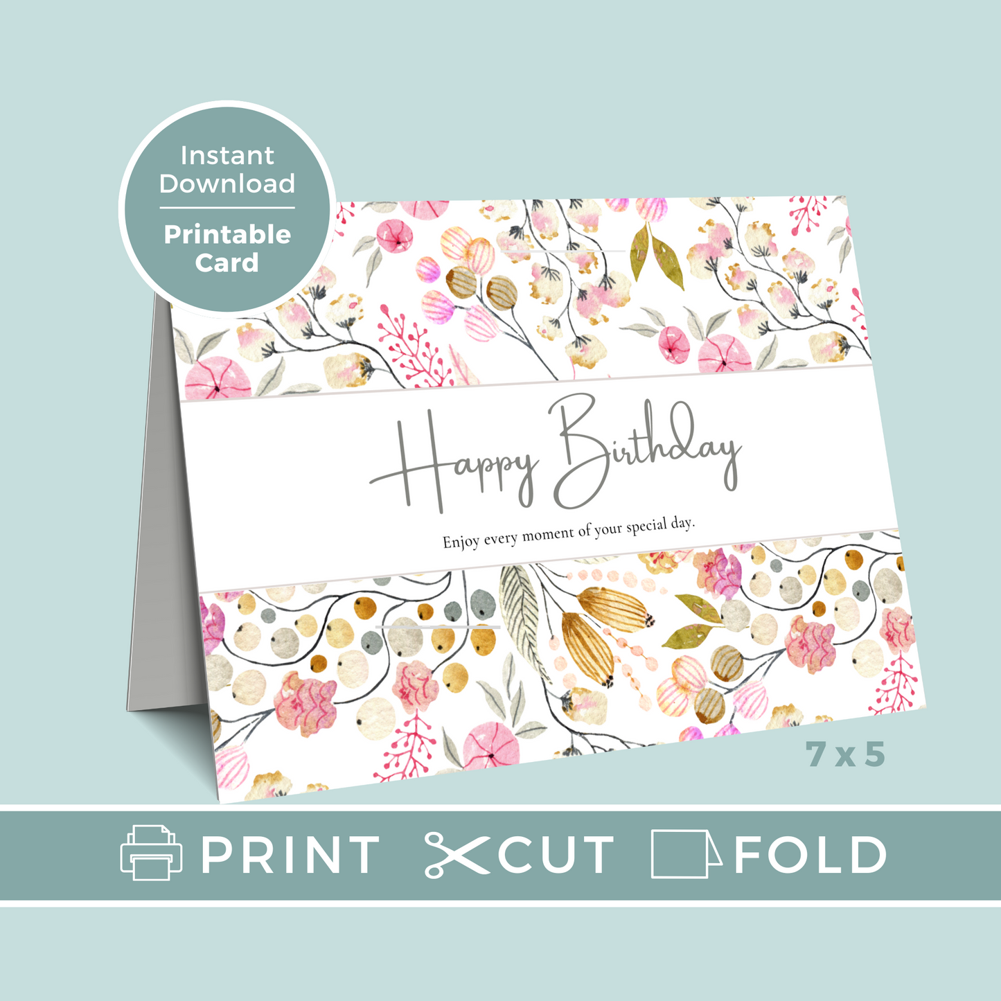 Printable Birthday Card - Flowers