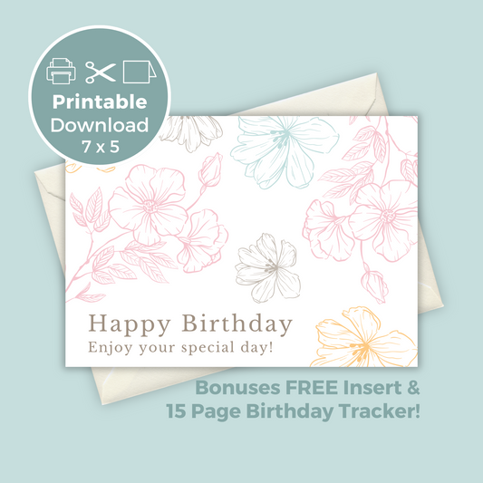 Printable Birthday Card - Flowers