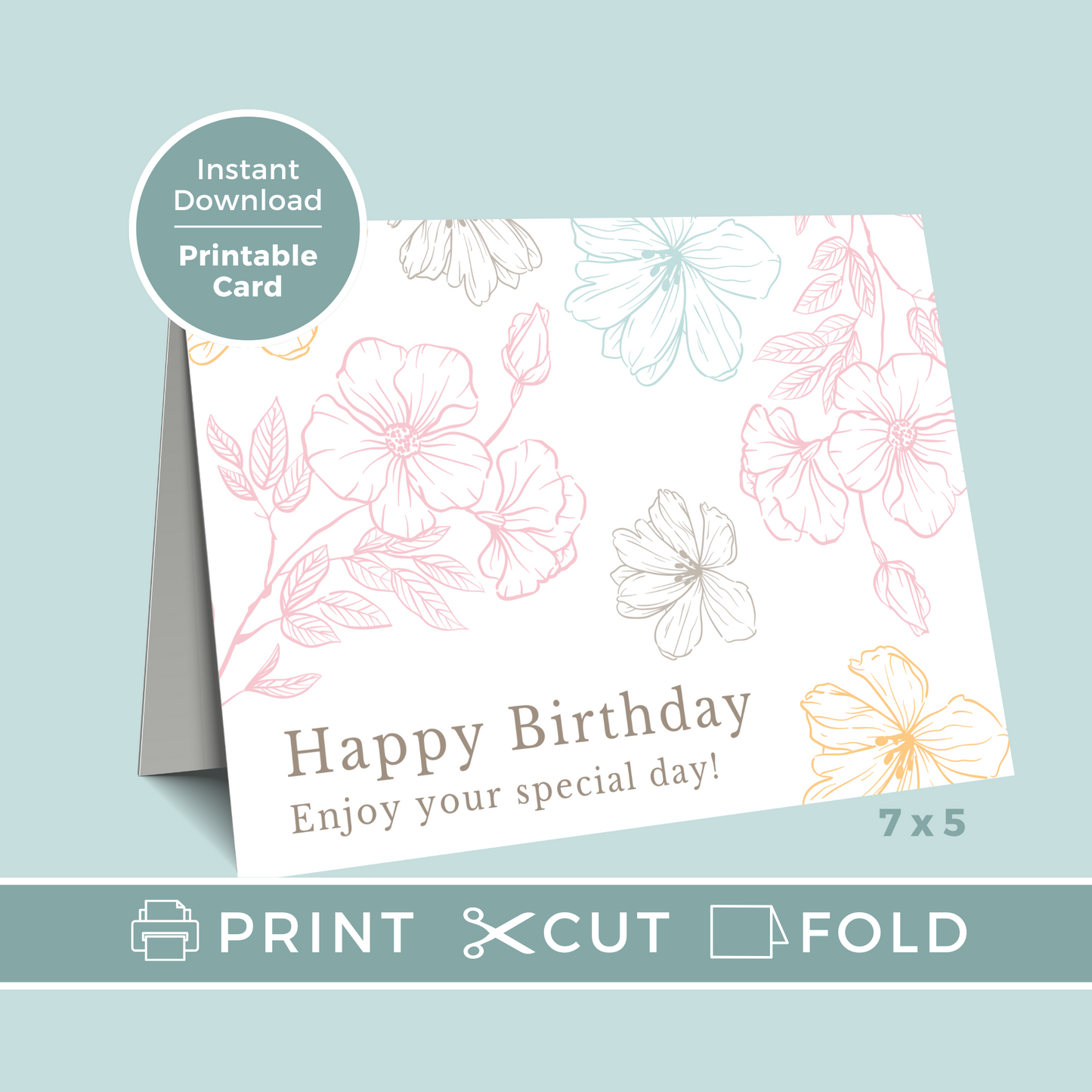 Printable Birthday Card - Flowers