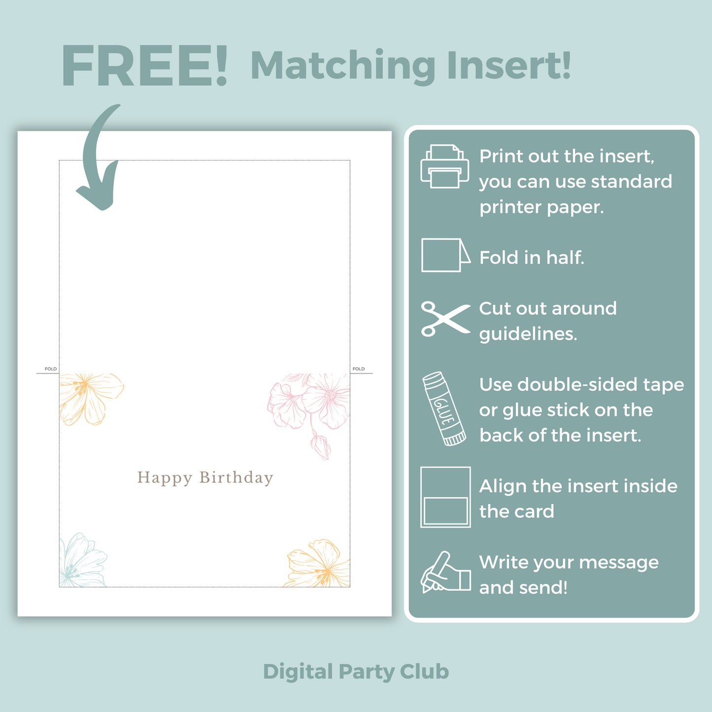 Printable Birthday Card - Flowers