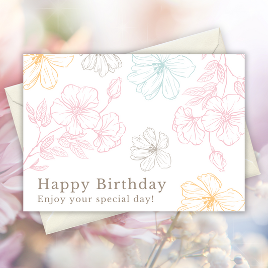 Printable Birthday Card - Flowers