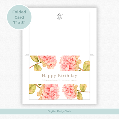 Printable Birthday Card - Pink Flowers