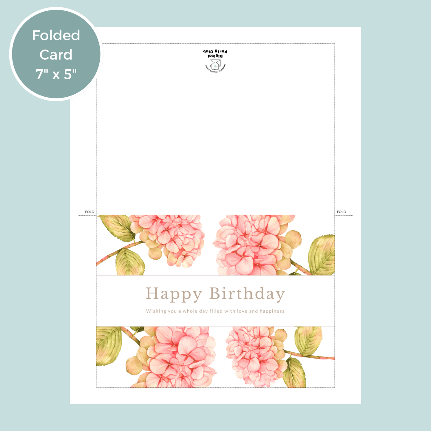 Printable Birthday Card - Pink Flowers