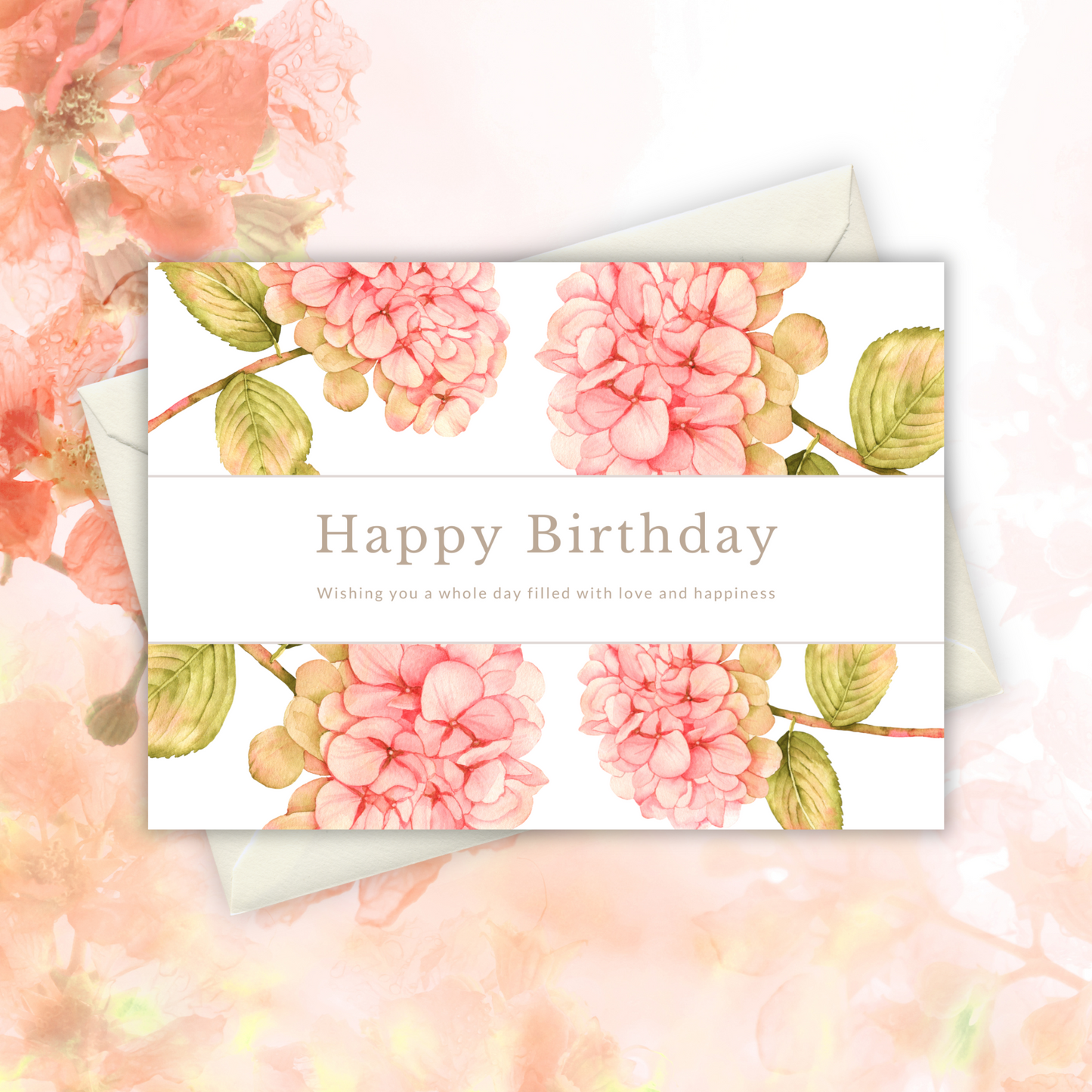 Printable Birthday Card - Pink Flowers