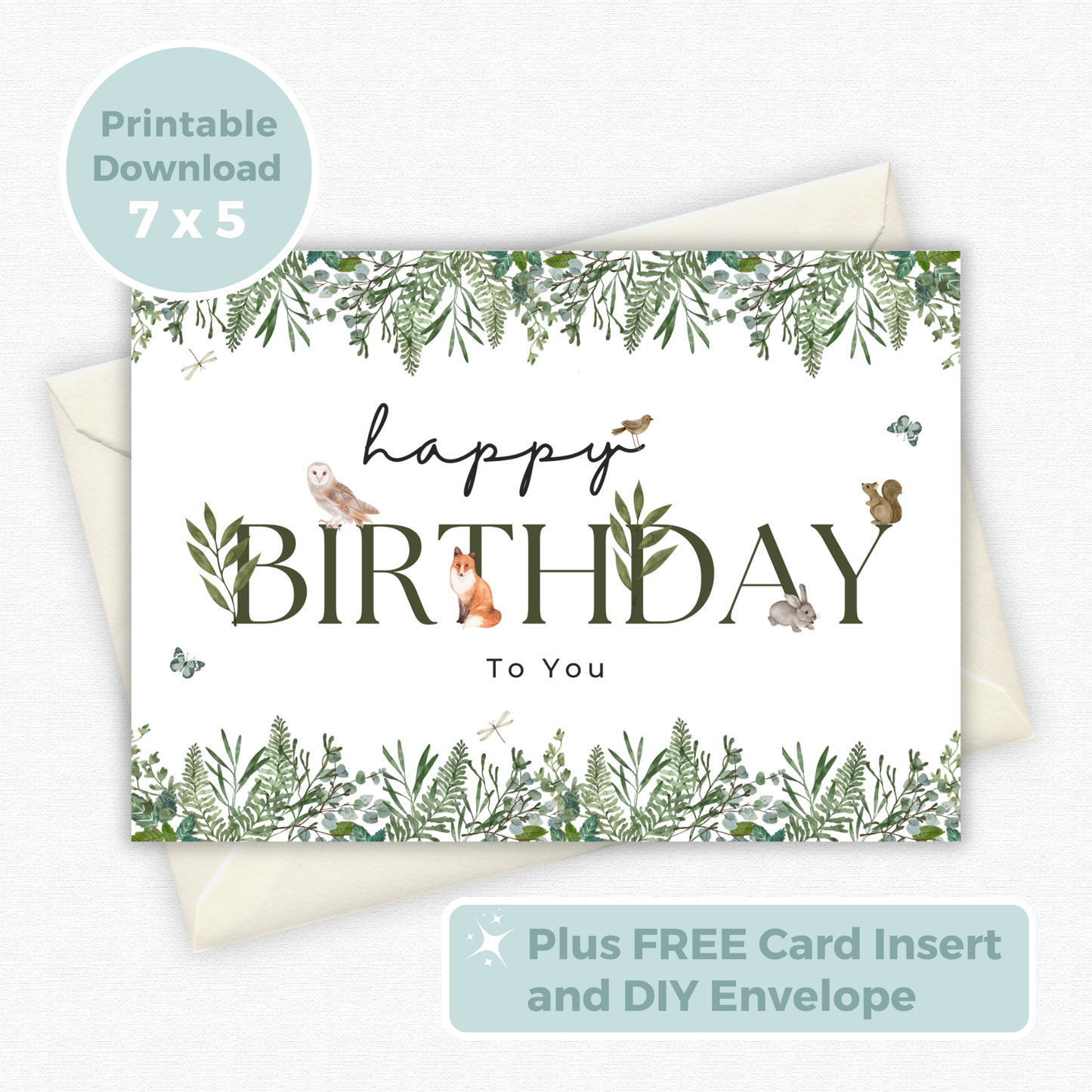 Printable Birthday Card - Woodland Animals