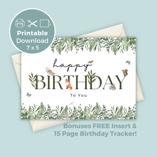 Printable Birthday Card - Woodland Animals