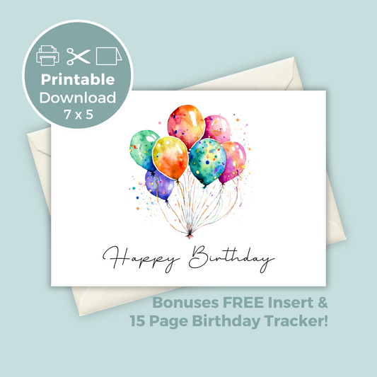 Printable Birthday Card - Balloons