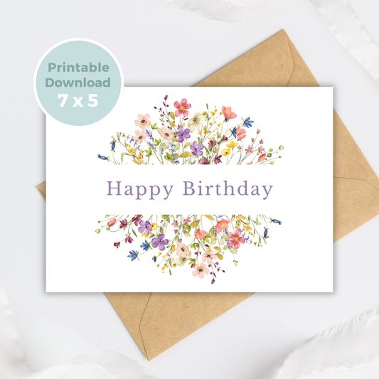Printable Birthday Card - Wild Flowers