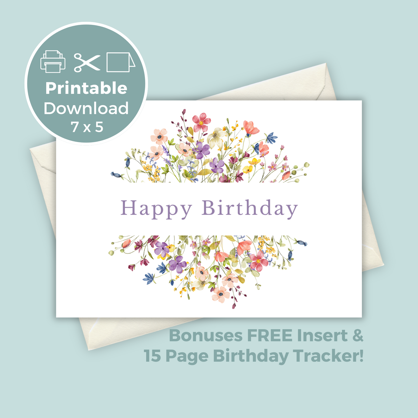 Printable Birthday Card - Wild Flowers