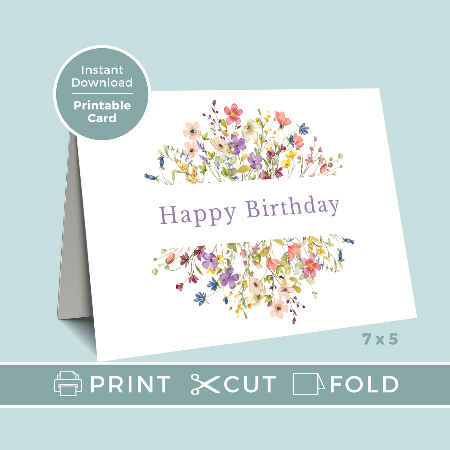 Printable Birthday Card - Wild Flowers