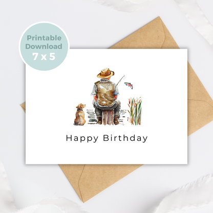 Printable Birthday Card - Fishing