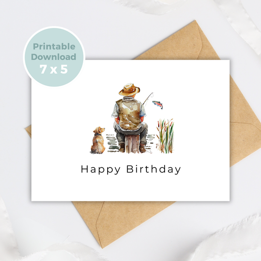 Printable Birthday Card - Fishing