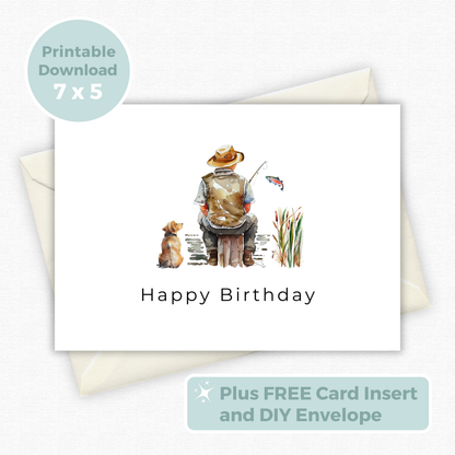 Printable Birthday Card - Fishing