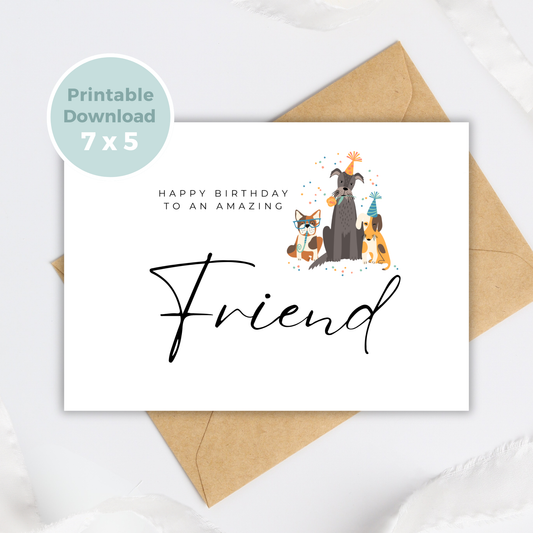 Printable Birthday Card - Friend Dog Lover