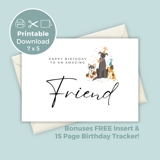 Printable Birthday Card - Friend Dog Lover