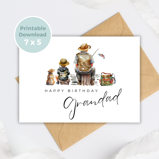 Printable Birthday Card - Grandad Fishing