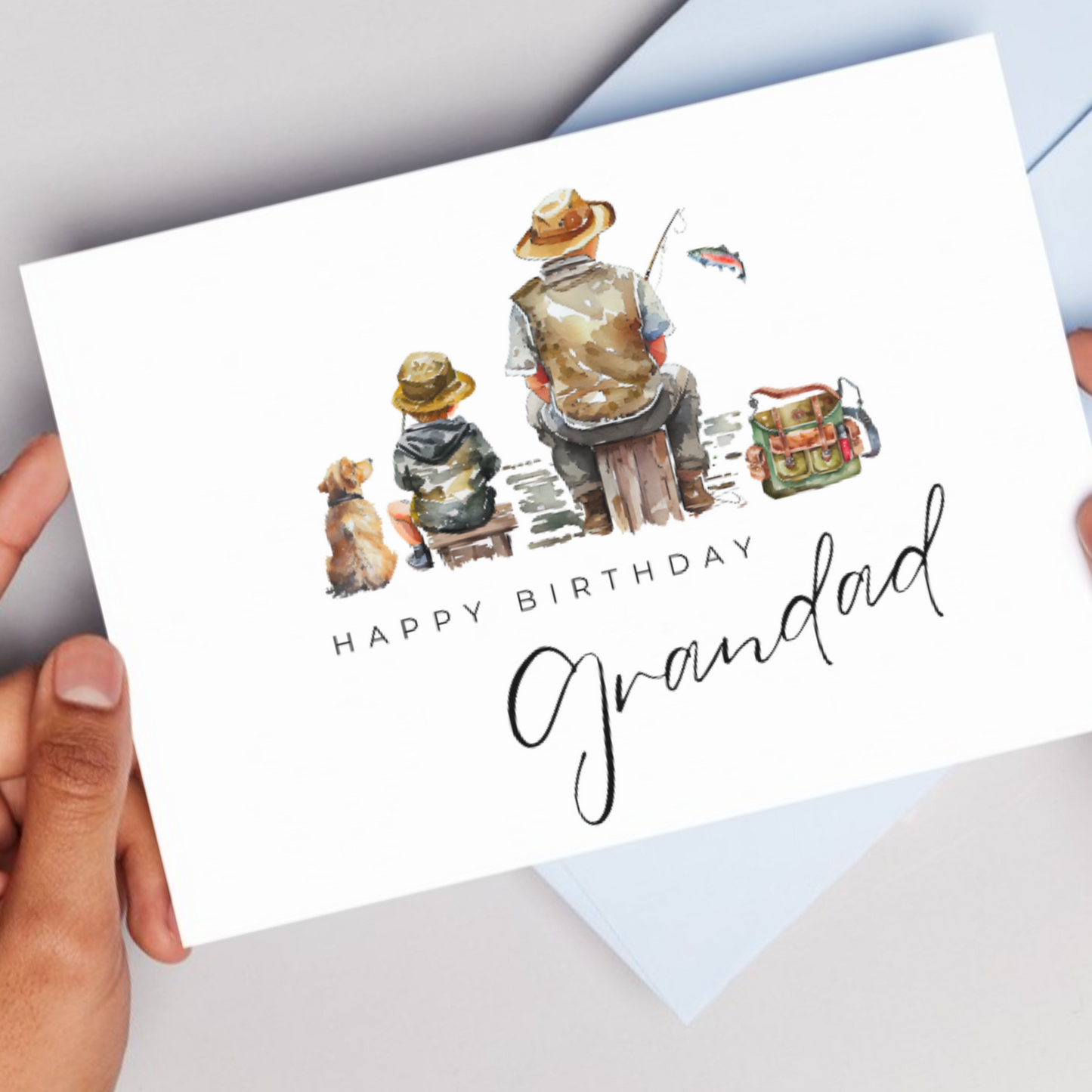 Printable Birthday Card - Grandad Fishing