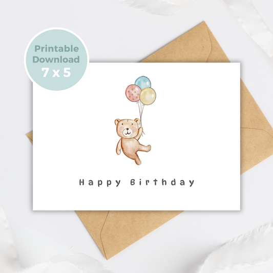 Printable Birthday Card - Baby Bear