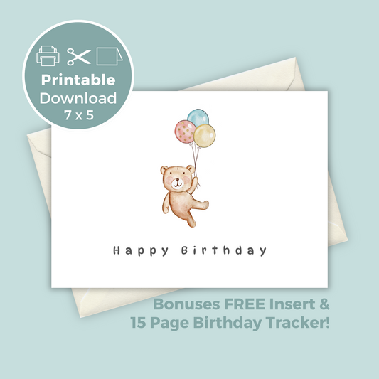 Printable Birthday Card - Baby Bear