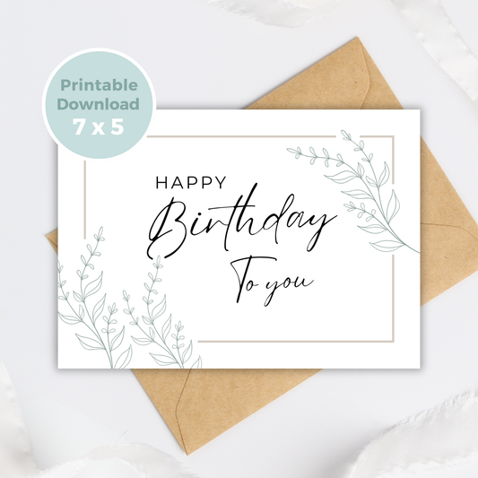 Printable Birthday Card - Botanical