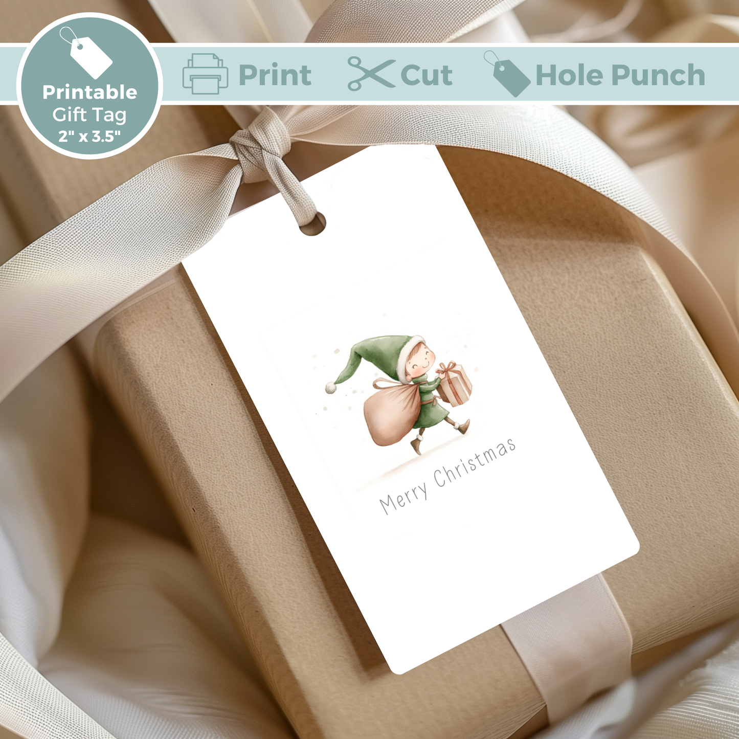 Set of 6 Printable Christmas Gift Tags - Whimsical Characters