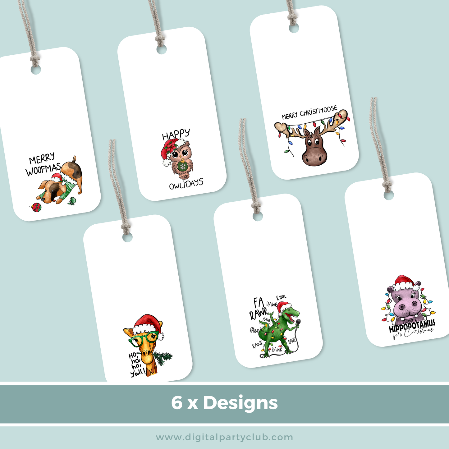 Set of 6 Printable Christmas Gift Tags - Funny