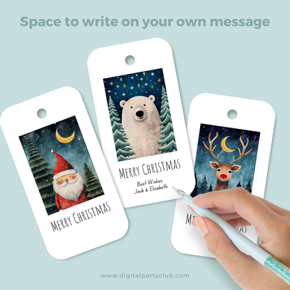 Set of 6 Printable Christmas Gift Tags - Cute Holiday