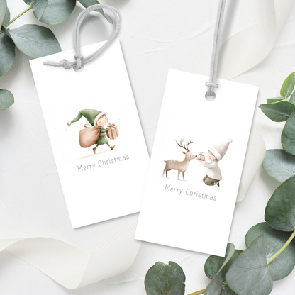 Set of 6 Printable Christmas Gift Tags - Whimsical Characters