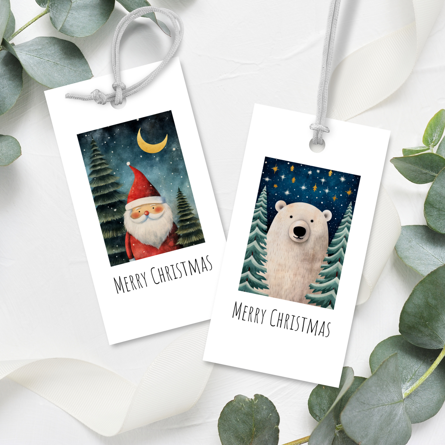 Set of 6 Printable Christmas Gift Tags - Cute Holiday