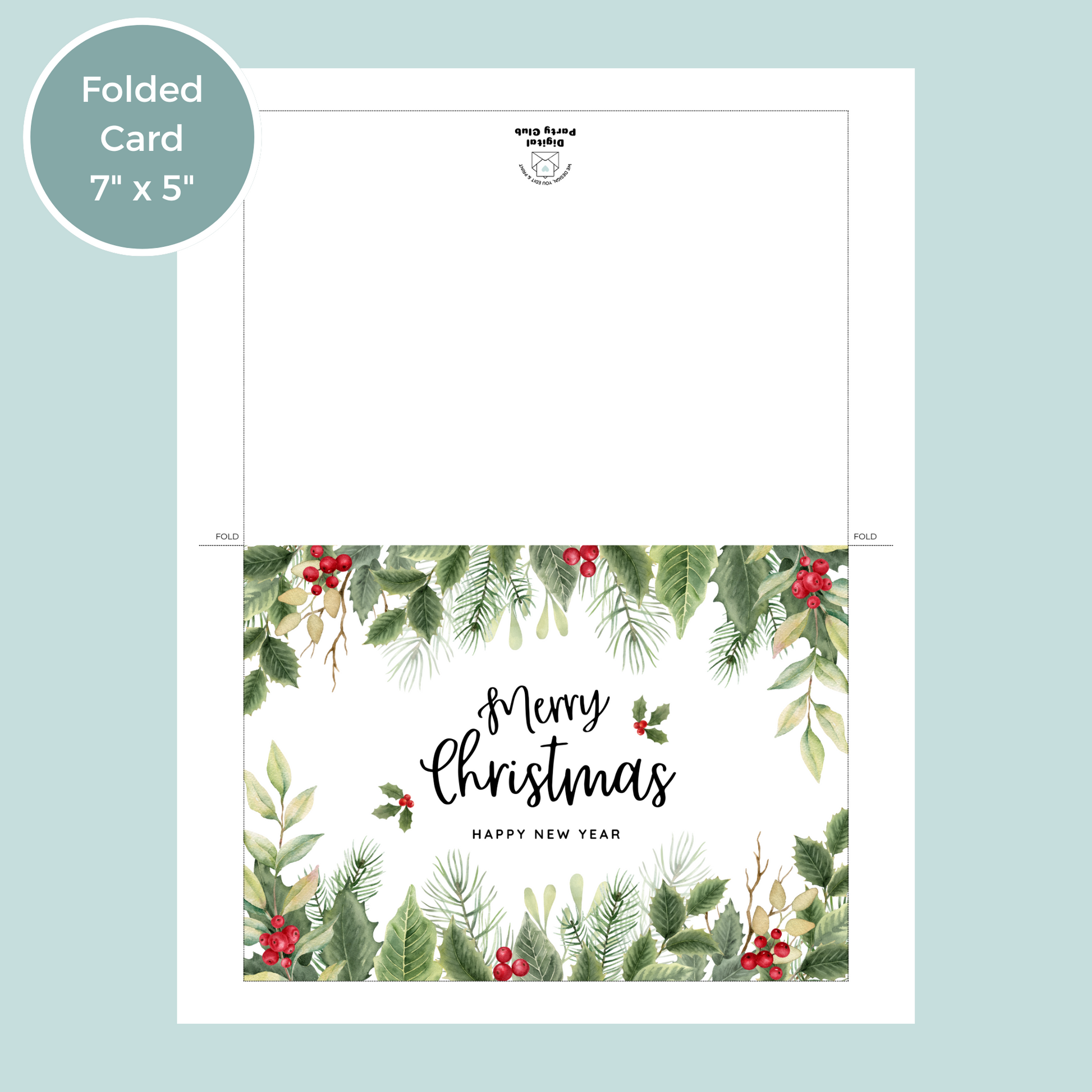Printable Christmas Card - Holly & Ivy – Digital Party Club printable-christmas-card-holly-ivy-digital-party-club