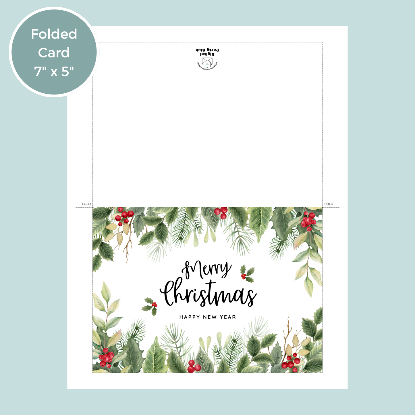 Printable Christmas Card - Holly & Ivy