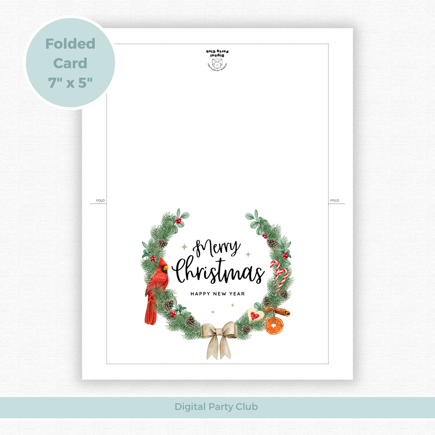 Printable Christmas Card - Wreath