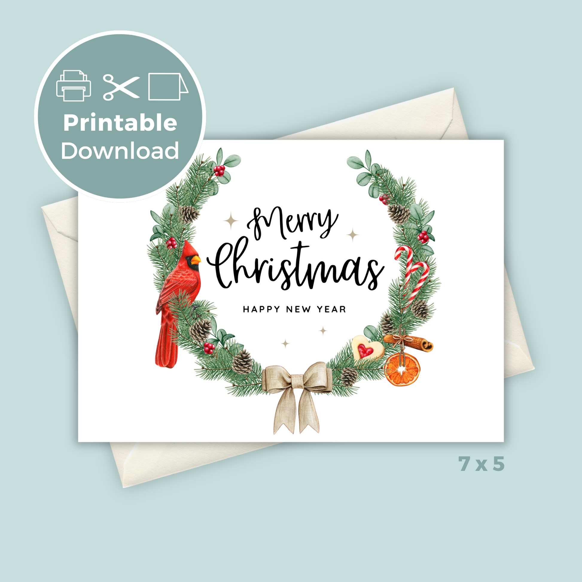 Printable Christmas Card - Wreath – Digital Party Club printable-christmas-card-wreath-digital-party-club