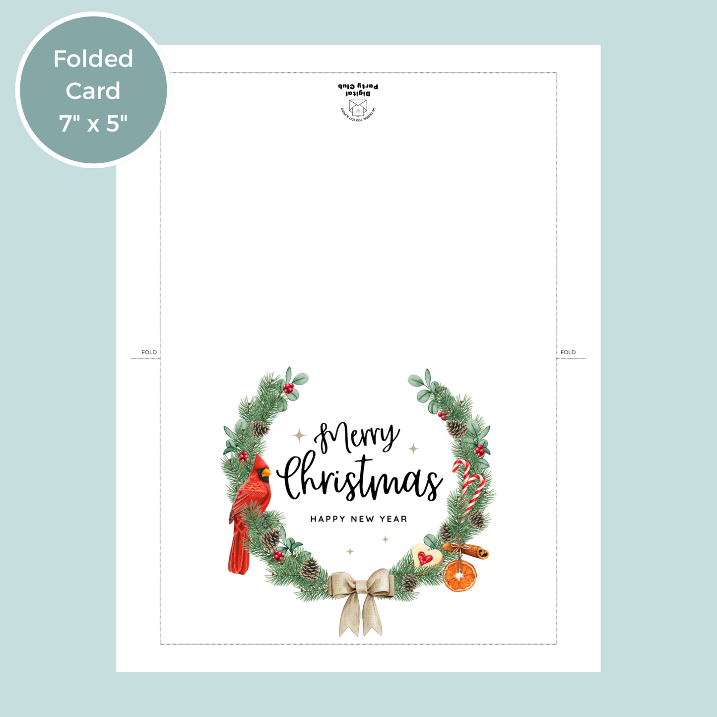 printable-christmas-card-wreath-digital-party-club for Foldable Christmas Card Printables Free Printable Christmas Card - Wreath – Digital Party Club for Foldable Christmas Card Printables Free
