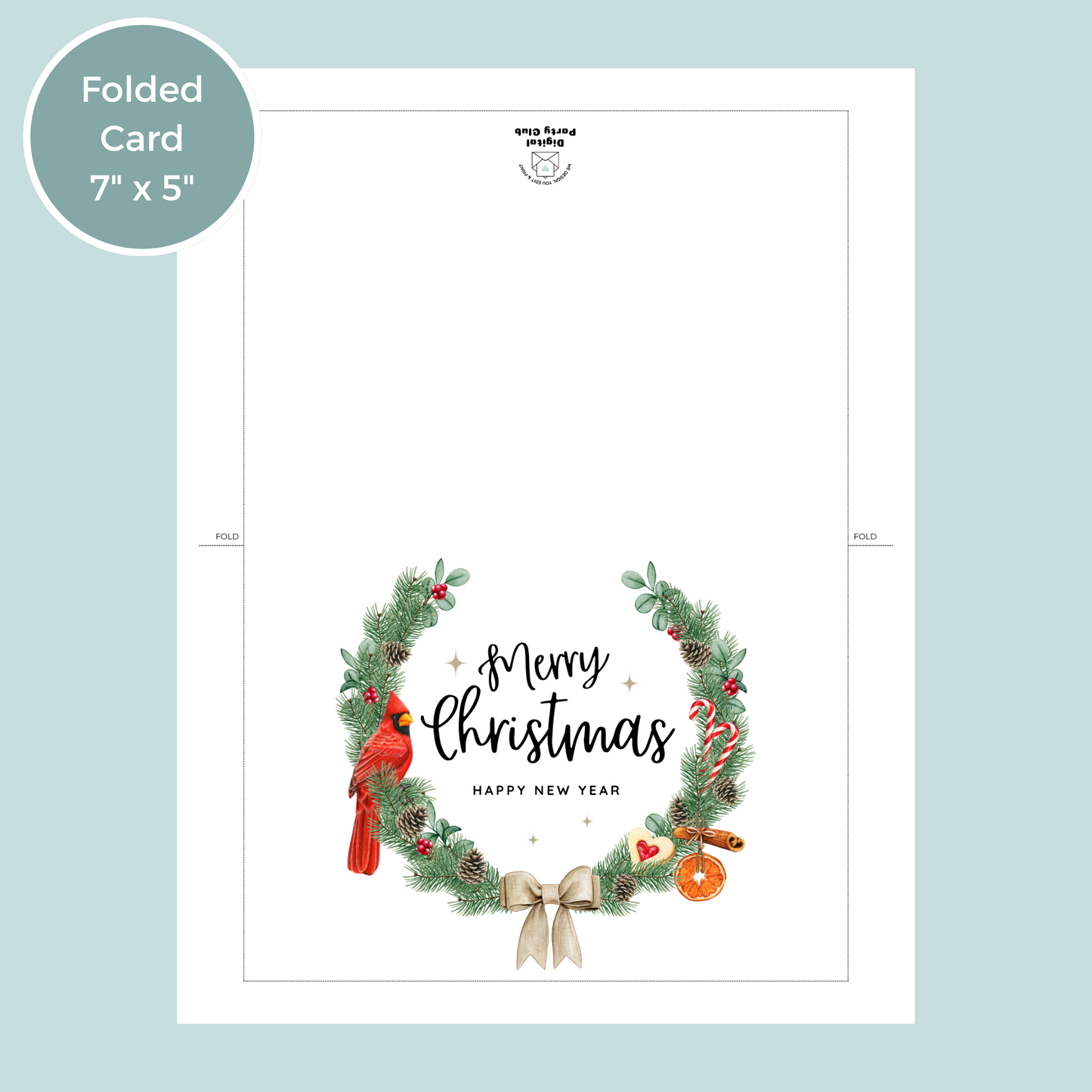 Printable Christmas Card - Wreath