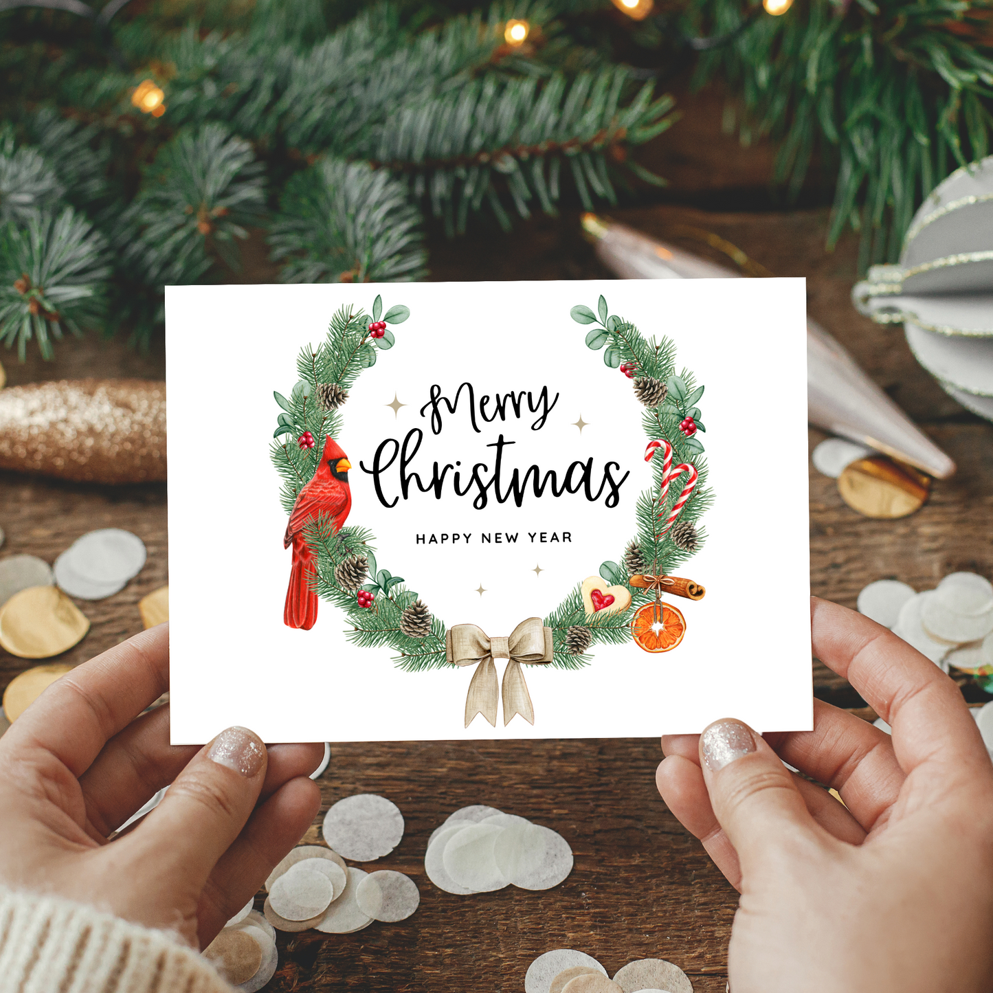 Printable Christmas Card - Wreath