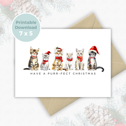 Printable Christmas Card - Purr-fect Christmas