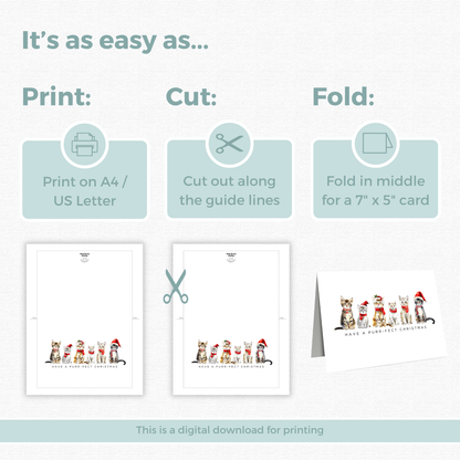Printable Christmas Card - Purr-fect Christmas