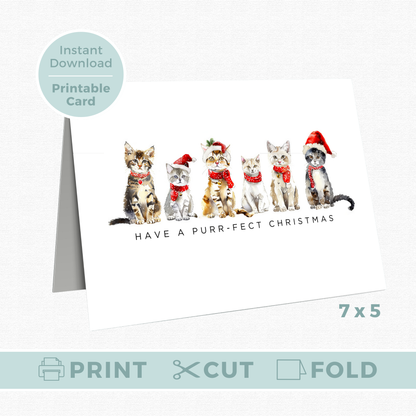 Printable Christmas Card - Purr-fect Christmas